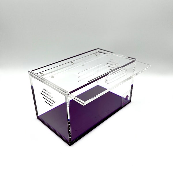 purplebox 7x4x4 WIDE “HEXED” - Top opening acrylic pet tarantula spiderling jumping spider enclosure