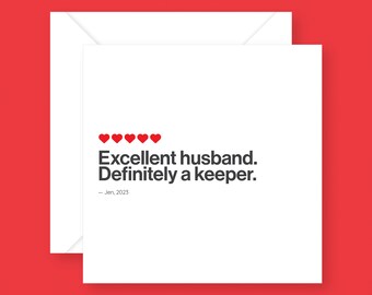 Personalised Husband Anniversary / Wedding / Birthday / Valentines Day Review Card