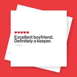 Personalised Review Card for Boyfriend on Valentines Day or Anniversary