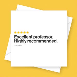Personalisierte Bewertung Professor Card - Danke, Wertschätzung, Ende des Universitätshalbjahrs oder Jahres, vollständig angepasst, maßgeschneidert, empfohlen