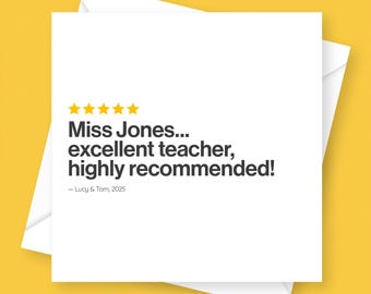 Personalised Teacher Thank You Card – Custom Review, End of Year Appreciation Gift