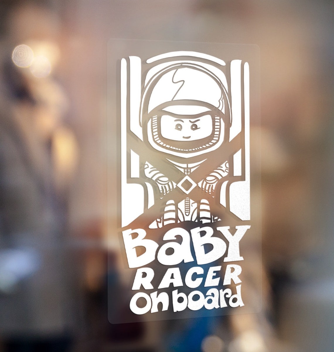 Baby Racer on Board Comic Edition Car Safety Sticker for Etsy