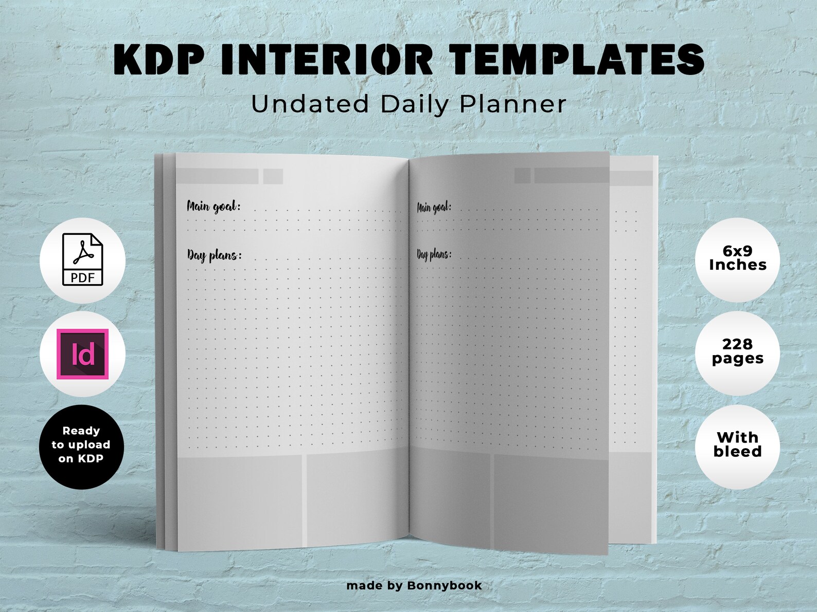 Download Undated Daily Planner Template Amazon KDP Interior Ready ...