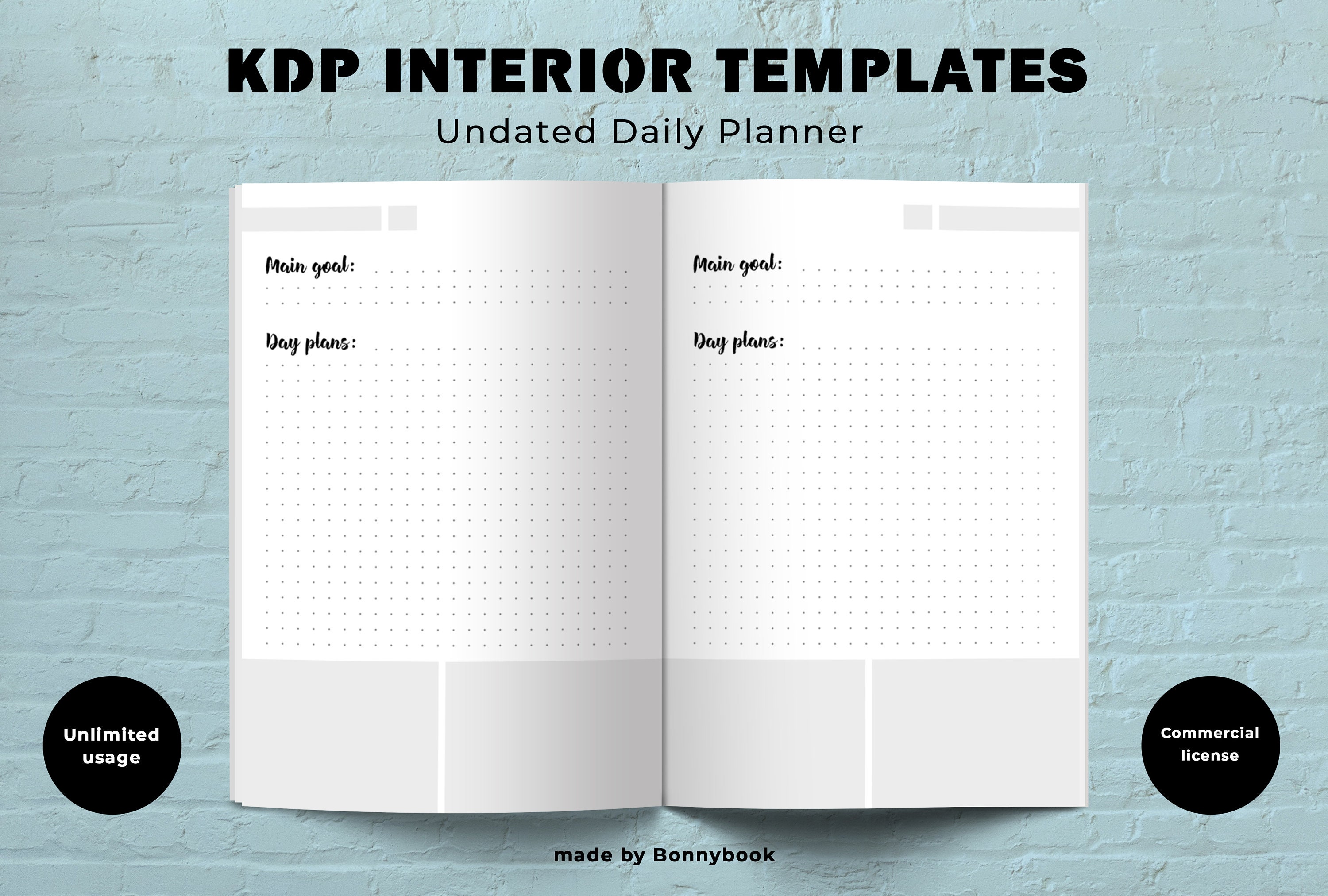 Download Undated Daily Planner Template Amazon KDP Interior Ready ...