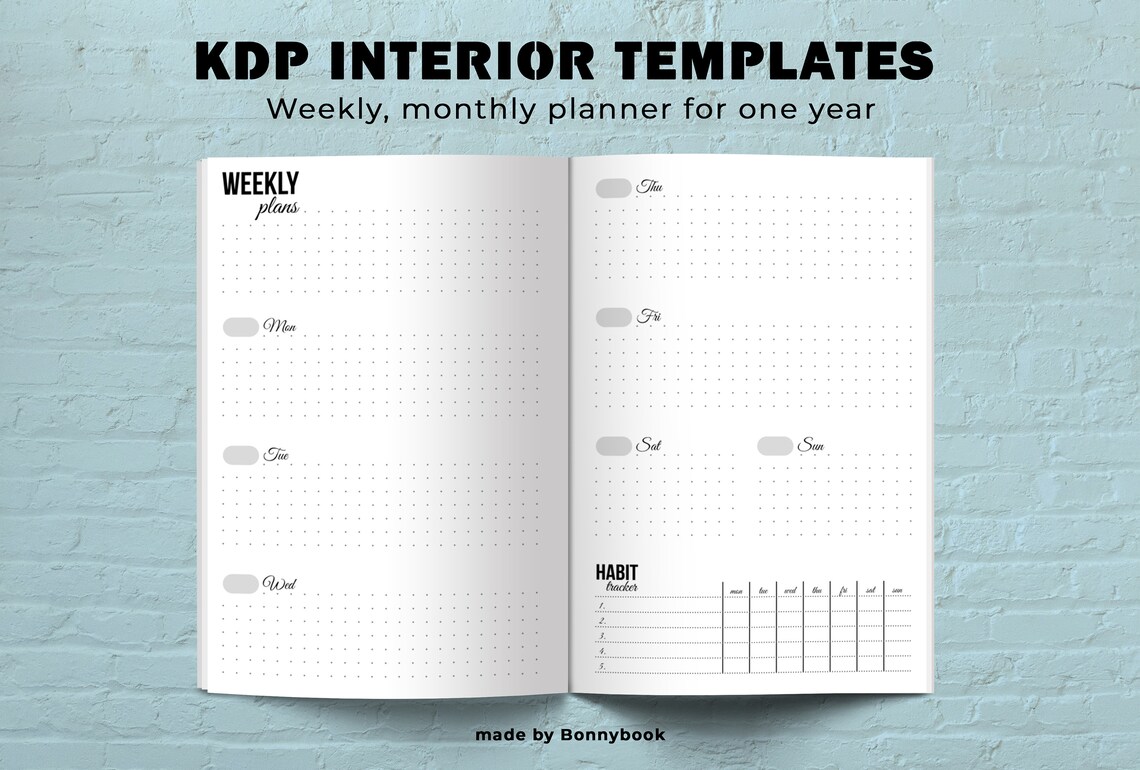 Monthly weekly planner amazon kdp interior ready to use low etsy