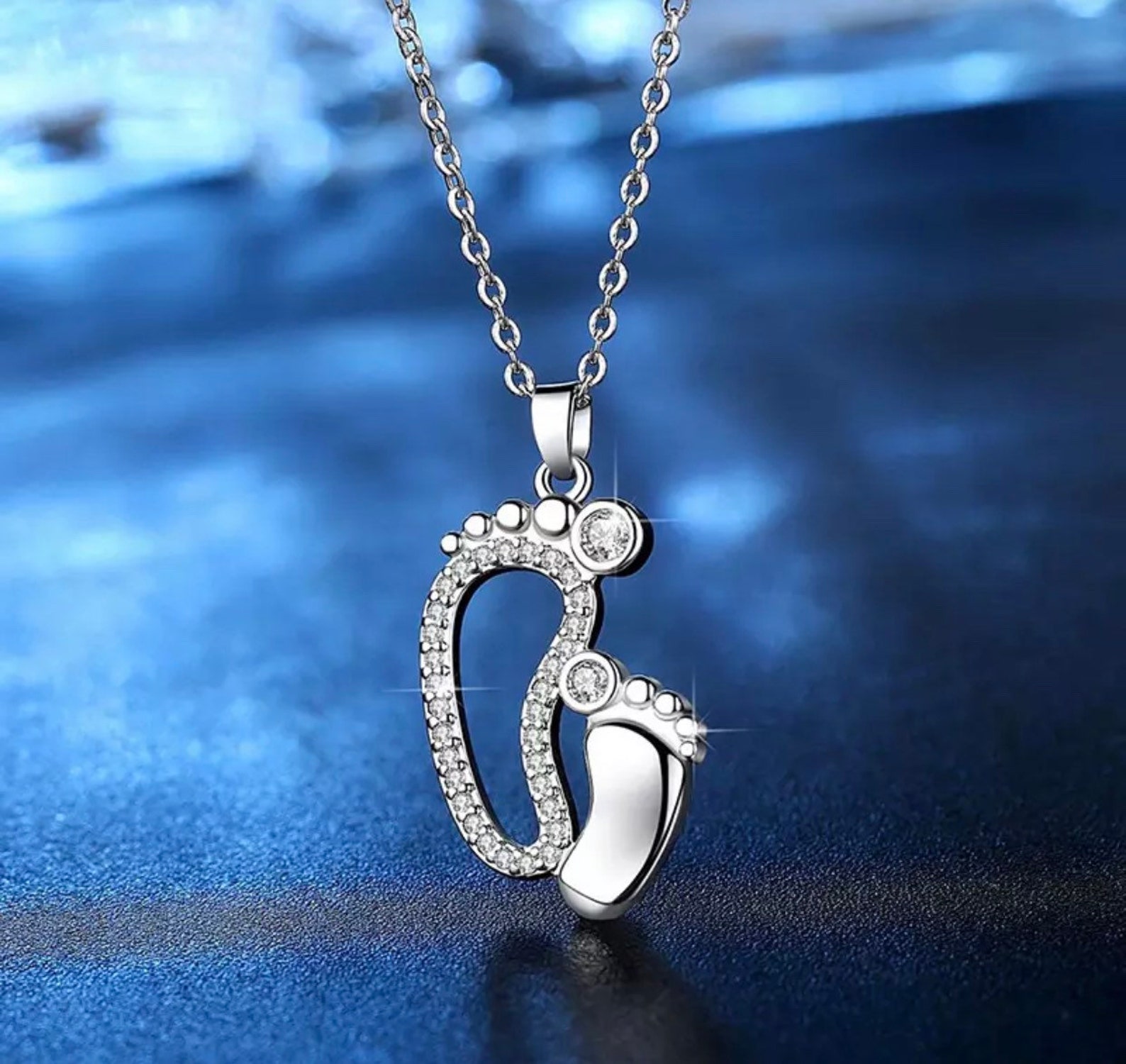 Crystal Lovely Feet Pendants Necklaces Baby Mothers Day Gift Etsy