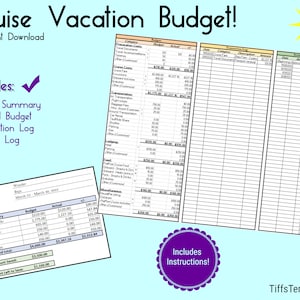 Cruise Vacation Budget | Excel Template & Google Sheets | Digital Download