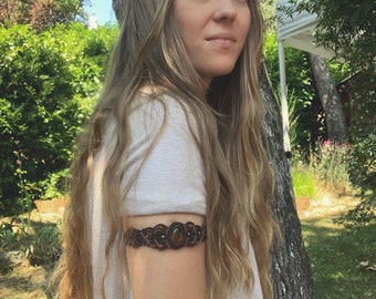 Tiger's Eye Arm Band - Micromacrame Jewelry - Boho Macrame Arm Band