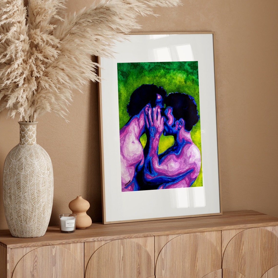 Nude Guys Kissing Gay Art Watercolor Art Print Same Sex Couple - Etsy
