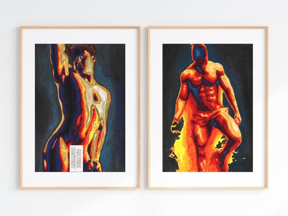 Set of 2 Gay Art Prints Erotic Gay Art Print Homoerotic Poster - Etsy  Denmark