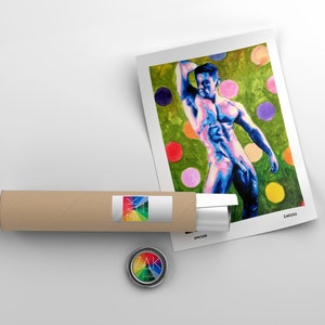 Fully Nude Male Watercolor Erotic Art | Gay Male Art | Full Nude Art