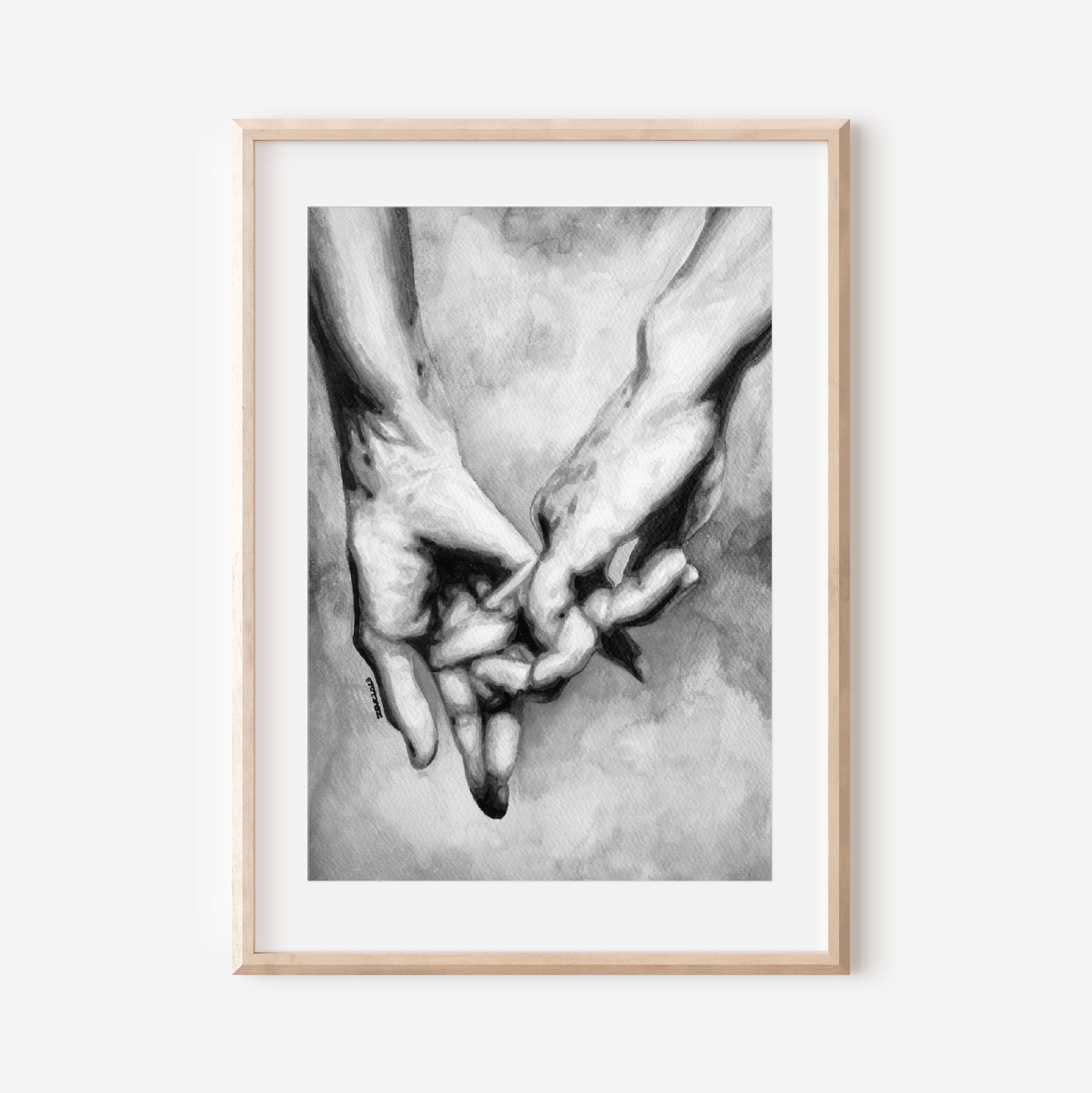Gay Romantic Black & White Print, Pinkie Art, Same Sex Couple Gift, LGBTQ+ Wall Decor, Hands Art, Queer Art Print, Best Gift for Gay Couple