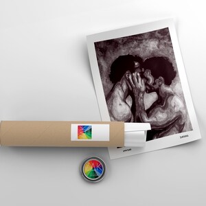 Nude Guys Kissing Gay Art Watercolor Art Print Same Sex Couple Gift