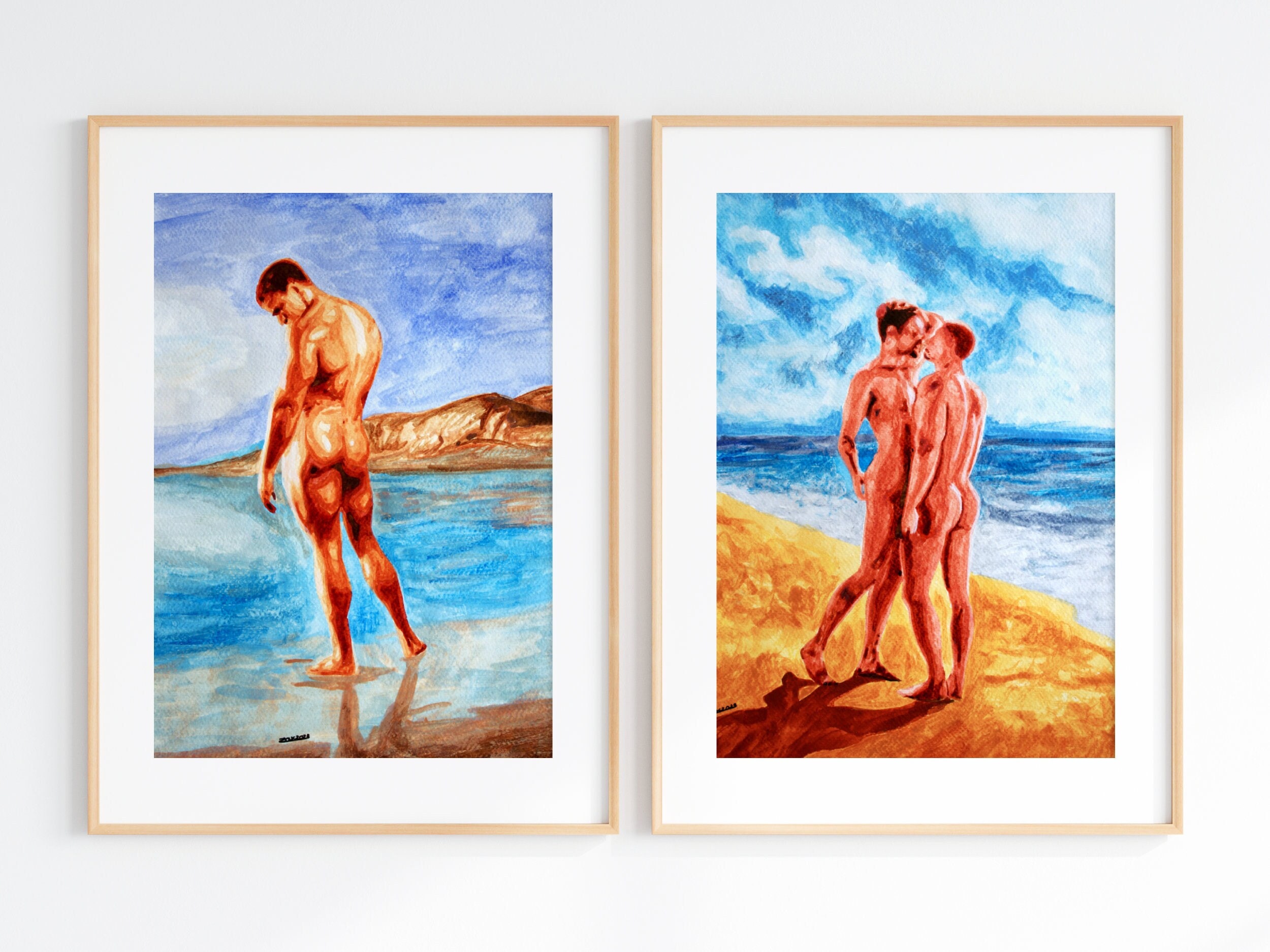 Experience Love Art With This Set of 2 Romantic Gay Prints photo image