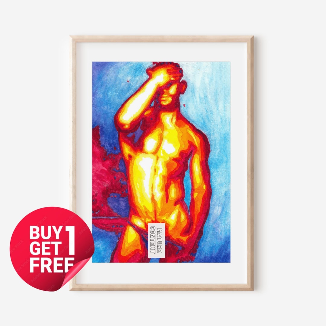 Full Frontal Nudity Gay Male Art Print Phallic Art Print - Etsy