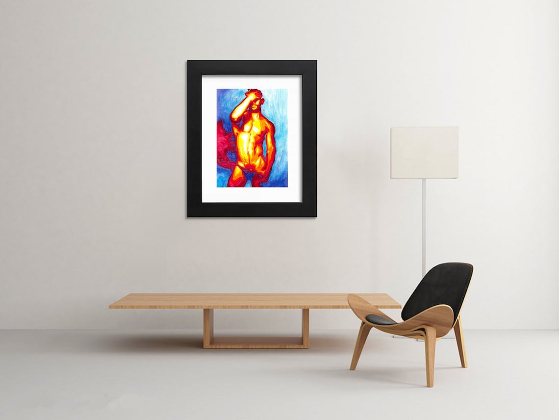Full Frontal Nudity Gay Male Art Print Phallic Art Print | Etsy