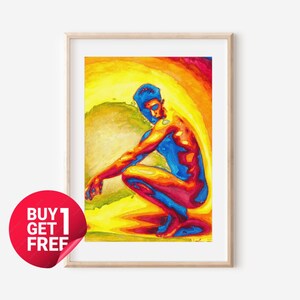 Full Nude Watercolor Art Print Gay Art Print Homoerotic - Etsy