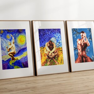 Set of 3 Male Nude Prints in Van Gogh Style Erotica Poster - Etsy