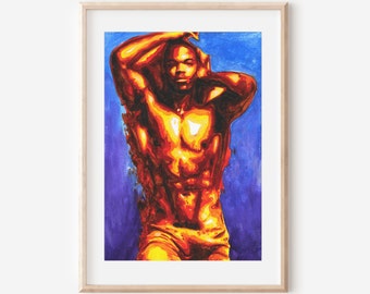 Relaxing Male Watercolor Art Print | Male Figure Art | Human Body Art | Unframed Art Print | Impressionist Art Print | Gay Art Print