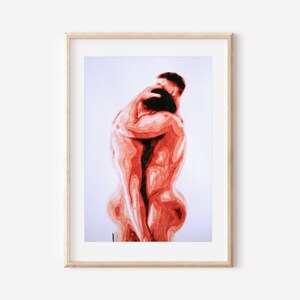 Impression d'art romantique de couple d'amour gai | Cadeau pour couples de même sexe | Mariage homosexuel | Fiançailles homosexuelles | Cadeau de fête de fiançailles | Impression artistique gay