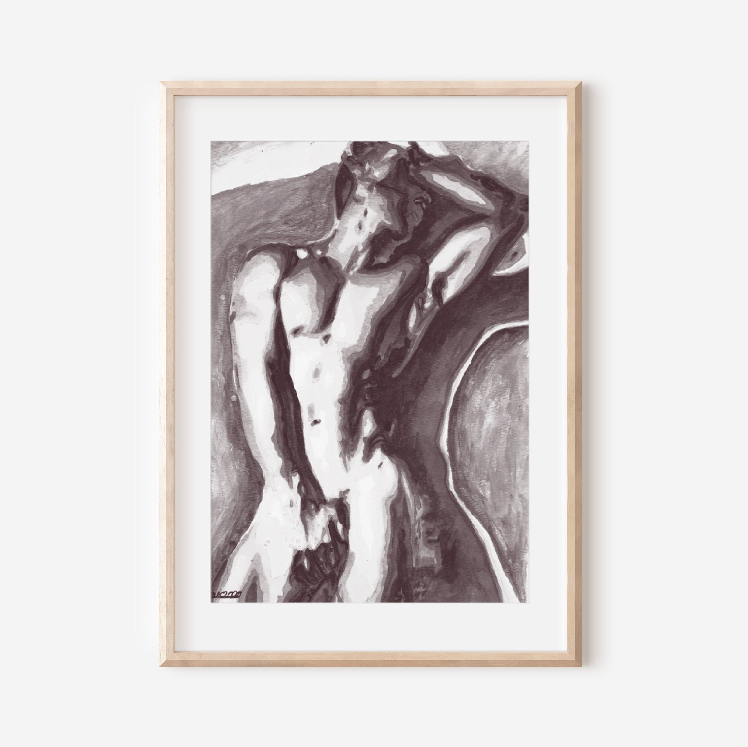 Full Frontal Nudity Gay Male Black and White Print Phallic - Etsy Sweden