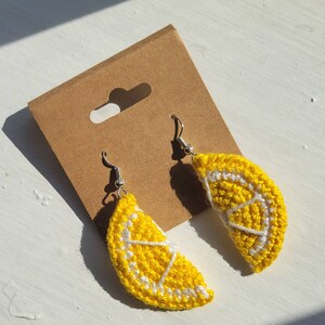 Lemon Crochet Dangle Earrings