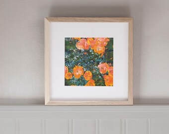 California Poppy Collage Digital Print, Floral Art