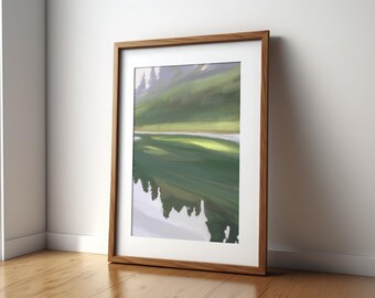 River Reflection, Northern California, landscape, painting