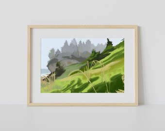 Coastal I, ocean view, Sumeg park, Northern California, Pacific Ocean, digital acrylic