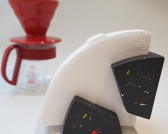 Portafiltros de café V60 de terrazo gris oscuro