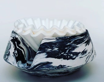 NEW! Black and White marble. Kalita Wave paper storage.