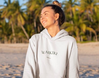 Waikiki Hawaii Unisex Hoodie; Honolulu Hawaii travel hoodie