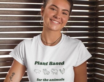 camiseta unisex a base de plantas para los animales; Regalos veganos para su camiseta vegana: regalo a base de plantas para él