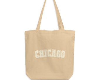 Chicago Eco Tote Bag; Chicago Illinois Tote Bag, Chicago Vacation Tote, Chicago Illinois Bachelorette Tote Bag