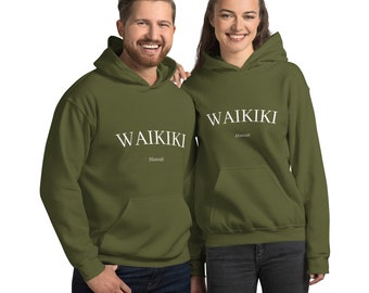 Waikiki Unisex Hoodie; Honolulu Hawaii Travel Hoodie