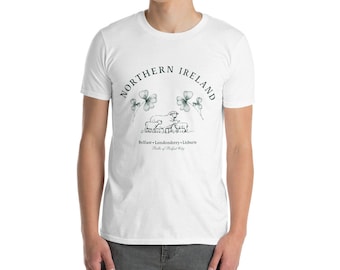 Northern Ireland T-Shirt; Belfast T-shirt, Londonderry Tshirt, Lisburn Tshirt, Belle of Belfast City T-shirt, Green Clover Tshirt, Irish