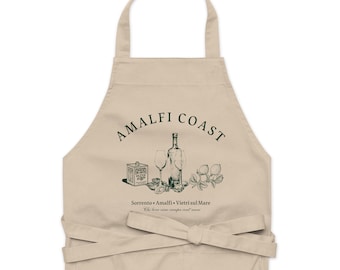 Amalfi Coast Italy Organic cotton apron; Positano Apron, Sorrento Apron, Ravello Apron, Vietri Sul Mare Apron, Minori Apron, Farmer's Market