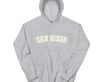 Sudadera con capucha unisex de San Diego; San Diego California Hoodie, West Coast Hoodie, California Beach Hoodie, Bachelorette Hoodie, Cozy Grey Hoodie