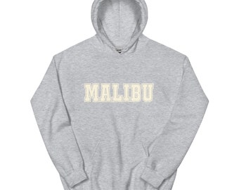 Sudadera con capucha Unisex Malibu; Malibu California Hoodie, West Coast Hoodie, New Orleans Bachelorette Hoodie