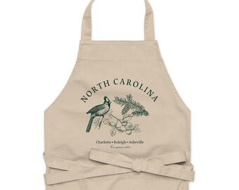 North Carolina Organic cotton apron; Asheville Apron, Charlotte Apron, Raleigh Apron, East Coast Apron, Farmer's Market Apron