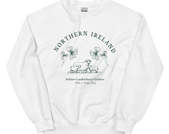 Northern Ireland Sweatshirt, Belfast Sweater, Londonderry Sweater, Lisburn Sweater, Europe Travel Sweater, Ireland Sheep Sweater, Green