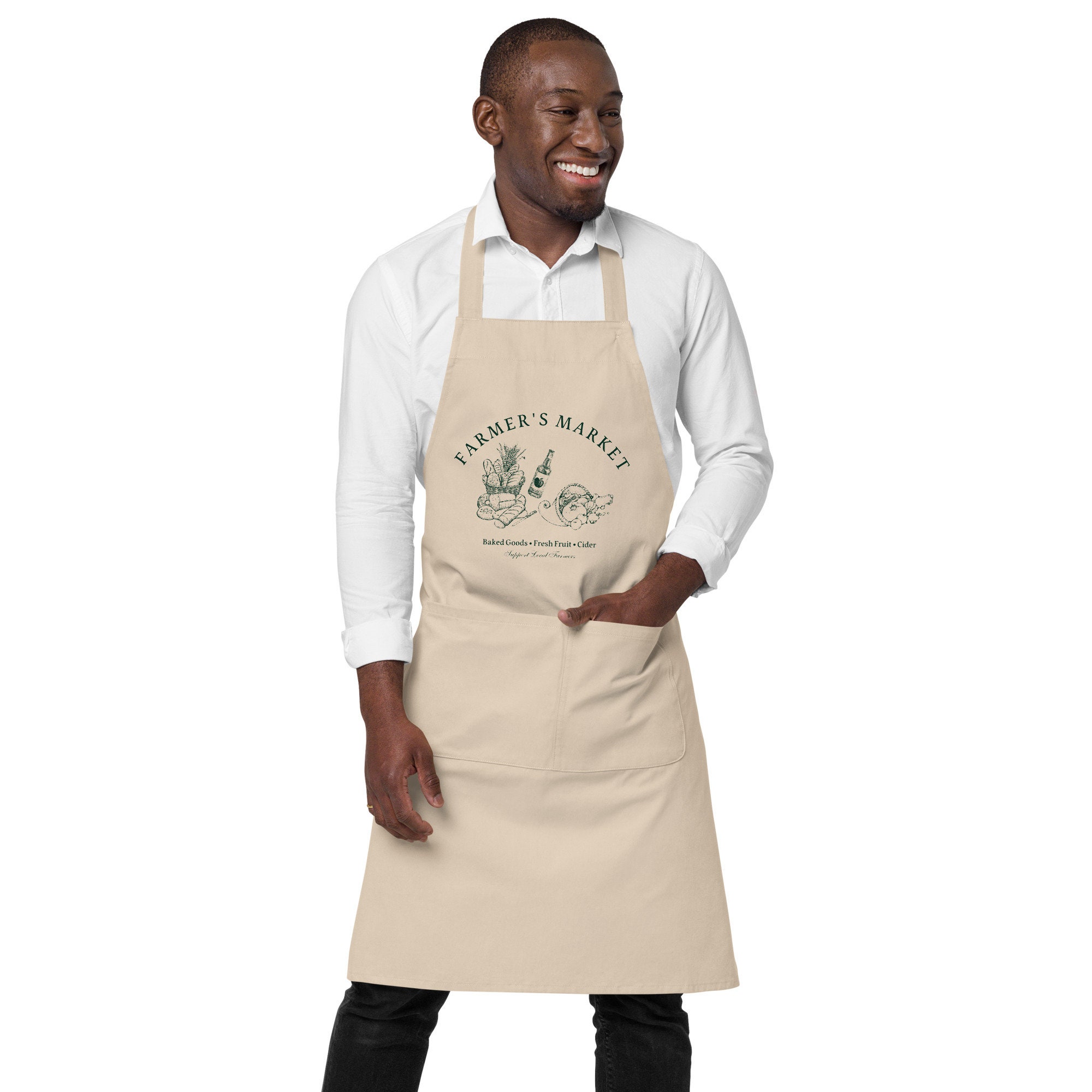Farmers Market Organic Cotton Apron; Support Local Farmers Apron