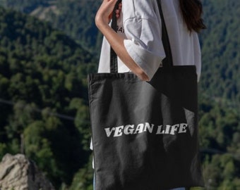 Vegan Life Eco Tote Bag; Animal Rights tote, Animal Lover tote, Plant Based Gifts for Her, Vegan Gifts for Him