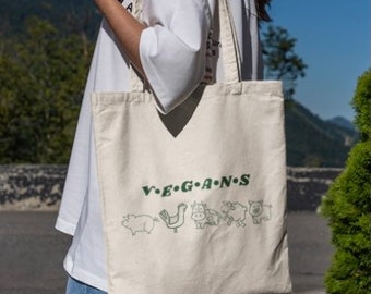 Vegan friends Tote Bag; Inspiring Vegan Tote Bag, Funny Vegan Tote, Animal Rights Tote, Animal Lover Tote