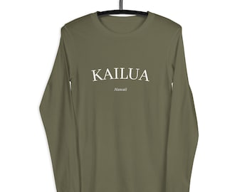 Kailua Hawaii Unisex Long Sleeve Tee; Honolulu Hawaii Travel Tshirt