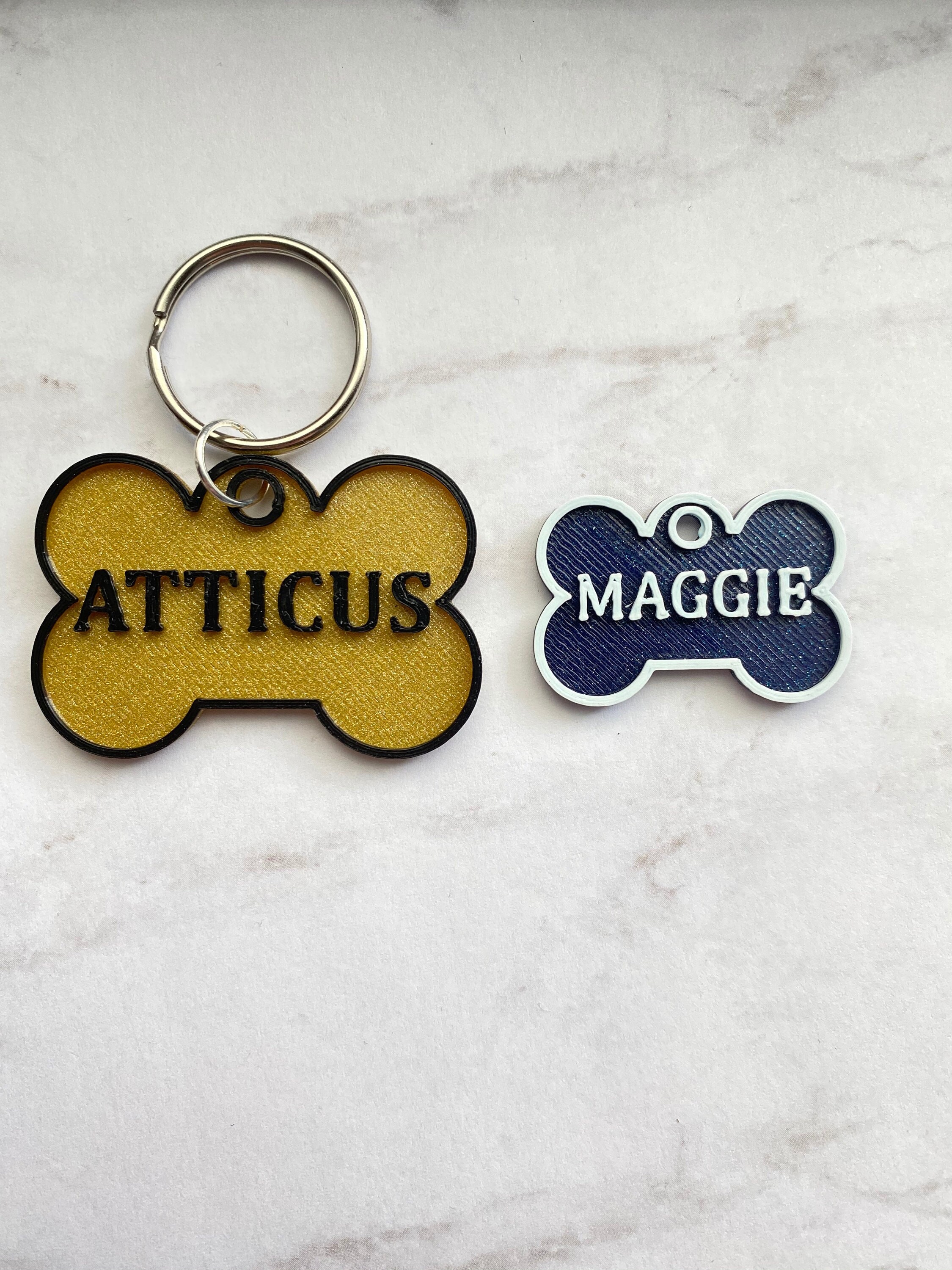 Custom Engraved Personalized Pet Tag ID Dog Cat Name Bone Identity Tags 2 Side E - Foto 6