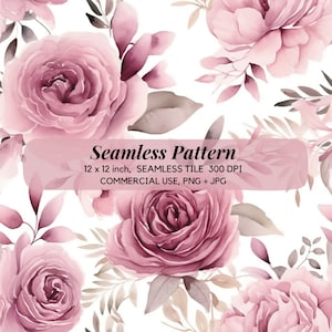 Modèle sans couture de roses bohèmes pour tissu, papier numérique roses vieux rose, motif floral sans couture, fond floral, papier de scrapbooking.