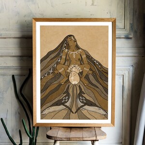 Fertility Goddess wall art, Mother blessing Pachamama, Yoni art for doula, Labor & delivery wall print, Childbirth art for pregnancy altar