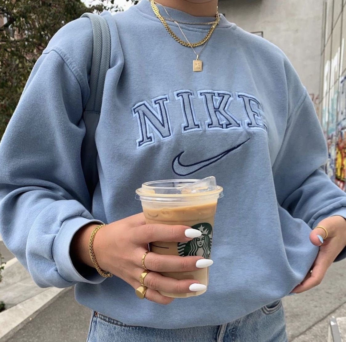 Blue Nike Sweatshirt Embroidered Sweatshirt Cotton and Soft | Etsy