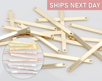Mignon and Mignon 4Pcs Rose Gold Skinny Stamping Blank Bar Craft Supplies Jewelry Supply Ready to Stamp Horizontal Pendant 4P12-R